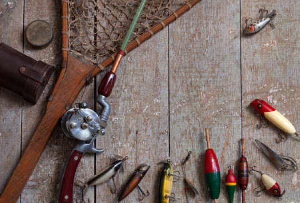 A bunch of fishing equipment laid out